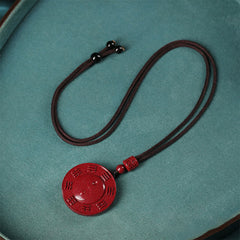 Cinnabar Yin Yang Bagua Blessing Necklace Pendant