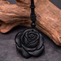 Black Obsidian String Black Rose Purification Necklace