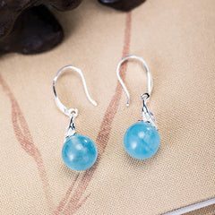 925 Sterling Silver Natural Aquamarine Leaf Flower Peace Earrings and Necklace