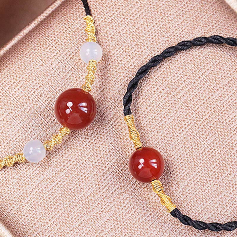 Natural Red Agate Chalcedony String Bead Bracelet Necklace Pendant for Self-acceptance and Confidence