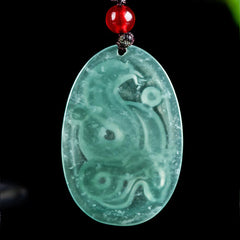 Natural Jade Oval Snake Luck Necklace Pendant