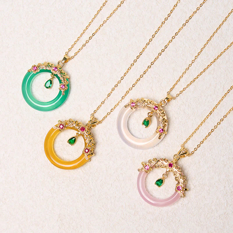 Green Chalcedony Peace Buckle Necklace Pendant