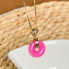Purple Jade Peace Buckle Happiness Necklace Pendant
