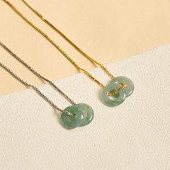 Jade Double Peace Buckle Prosperity Necklace Pendant