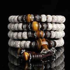 Renbeads Handmade Tibetan Tiger Eye Bodhi Seed Peace Bracelet