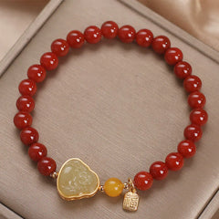 Laughing Buddha Red Agate Jade Confidence Bracelet