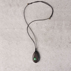 Ebony Wood Green Aventurine Necklace Pendant for Peace and Calm