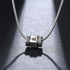 Tibetan Om Mani Padme Hum Peace Rotatable Pendant Necklace