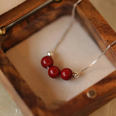 925 Sterling Silver Cinnabar Bead Calm Blessing Necklace Pendant