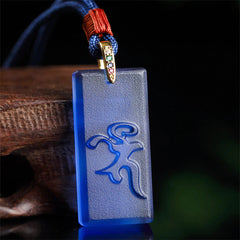 Tibetan Green Tara Medicine Buddha Sanskrit Pattern Glazed Crystal Protection Necklace Pendant