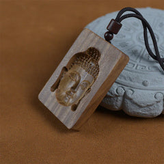 Green Sandalwood Buddha Symbol Positive Necklace Pendant