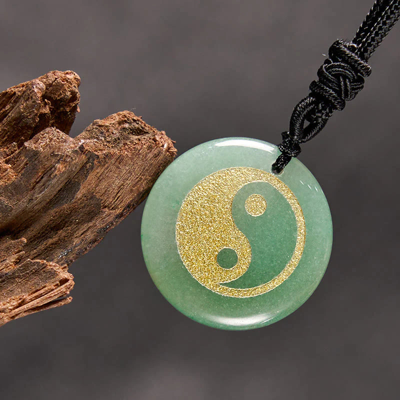 Various Crystal Amethyst Tiger Eye Green Aventurine Yin Yang Spiritual Necklace Pendant