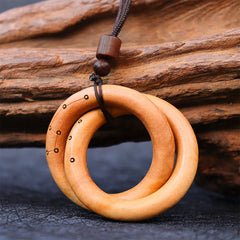 Jujube Wood Yin Yang Ring Pendant for Luck and Protection