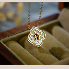 925 Sterling Silver Tridacna Stone Lazurite Prismatic Design Jewelry Set with Earrings and Necklace Pendant