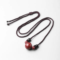 Natural Cinnabar Stone Bead Blessing Necklace Pendant