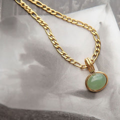 Oval Turquoise Titanium Steel Necklace Pendant