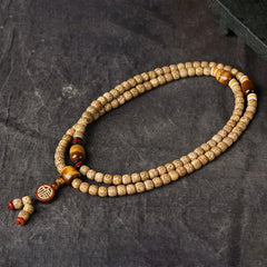 Renbeads 108 Mala Beads Bodhi Seed Tiger's Eye Fu Character Peace Bracelet