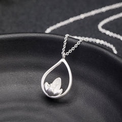 925 Sterling Silver Lotus Flower Necklace Pendant