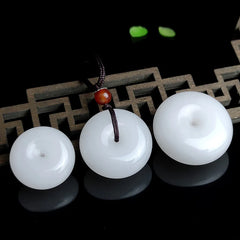 Round White Jade Peace Buckle Necklace Pendant