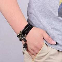 Black Obsidian Six True Words Protection Bracelet