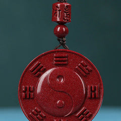 Cinnabar Yin Yang Bagua Blessing Necklace Pendant