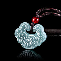Lotus Carved Jade Ruyi Necklace Pendant