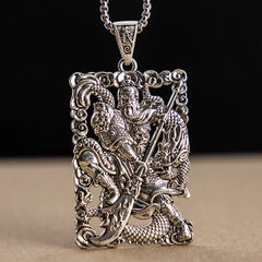 Guan Gong Dragon Auspicious Clouds Wealth Necklace Pendant