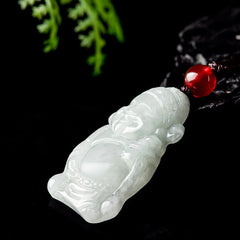 Natural Jade Wealth God Ingot Luck Necklace Pendant