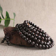 925 Sterling Silver Inlaid Small Leaf Red Sandalwood Om Mani Padme Hum Character Auspicious Clouds Protection Bracelet