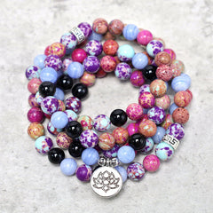 Natural Purple Real Stone Lotus Mala
