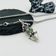 Tibetan Vajra Dorje Pattern Copper Luck and Wealth Metal Necklace Pendant
