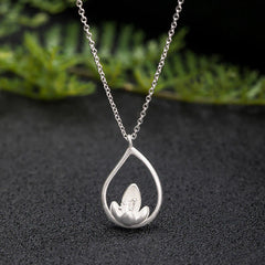 925 Sterling Silver Lotus Flower Necklace Pendant