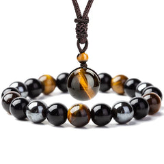 Renbeads Tibetan Tiger's Eye Bracelet Necklace Set