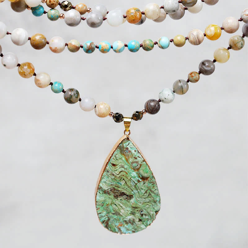 Natural Ocean Picasso Jasper Beaded Healing Necklace