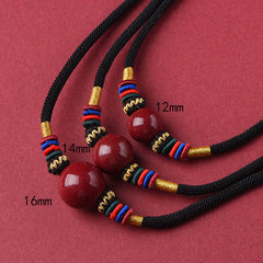 Cinnabar Lucky Bead Necklace Pendant to Ward Off Evil