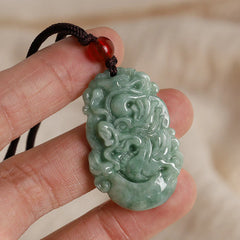 Natural Jade 12 Chinese Zodiac Prosperity Necklace Pendant