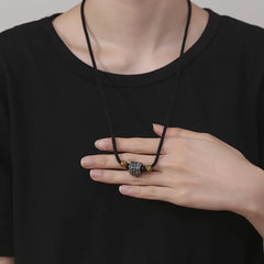 Tibet Om Mani Padme Hum Swastika PiXiu Copper Rope Necklace Pendant