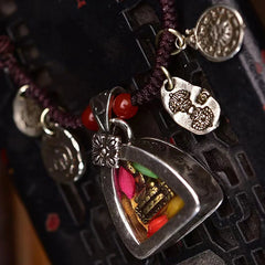 Tibetan Medicine Buddha Compassion Braided Rope Necklace Pendant