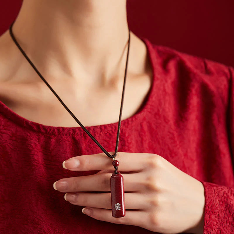 Chinese Zodiac Natal Buddha Cinnabar Amulet Necklace Pendant