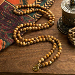 108 Beads Picture Jasper Mala Lotus Bracelet
