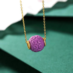 925 Sterling Silver Plated Gold Natural Purple Mica Stone Relief Bead Necklace and Bracelet Set
