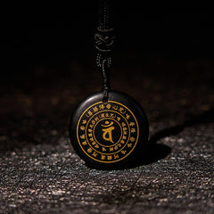 Sanskrit Mantra Various Crystal Black Obsidian Green Aventurine Strength Necklace Pendant