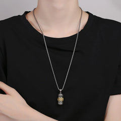 Tibet Om Mani Padme Hum Carved Chain Leather Rope Necklace Pendant